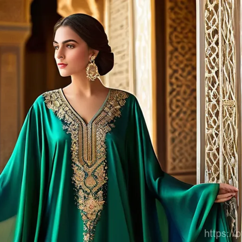 시리아 전통 의상 카프탄 - **Prompt 1: "The Regal Syrian Kaftan of Ancient Eras"**
"A stunning, elegant woman, in her late ...